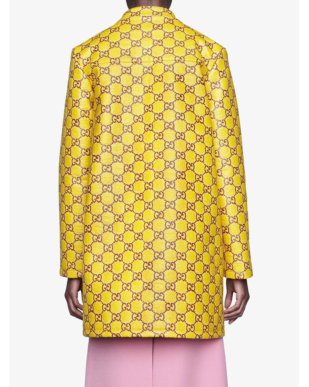 Gucci GG Supreme Single-breasted Coat in Yellow | Lyst Canada