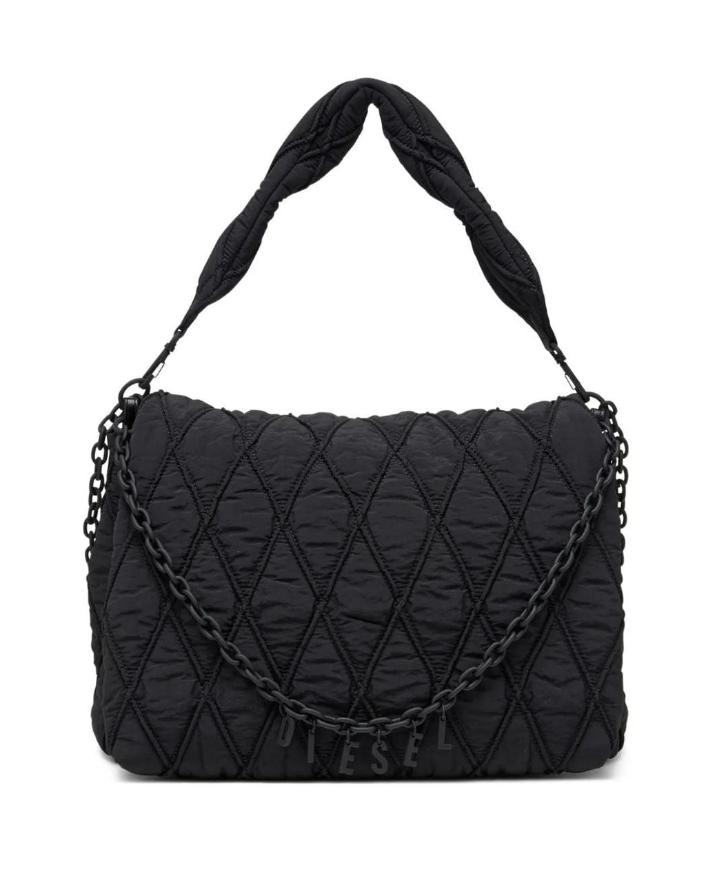 DIESEL Black Large Charm-D Shoulder Bag