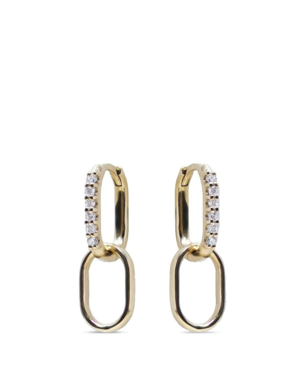 Anzie White Classique Diamond Paper-Clip Hoop Earrings