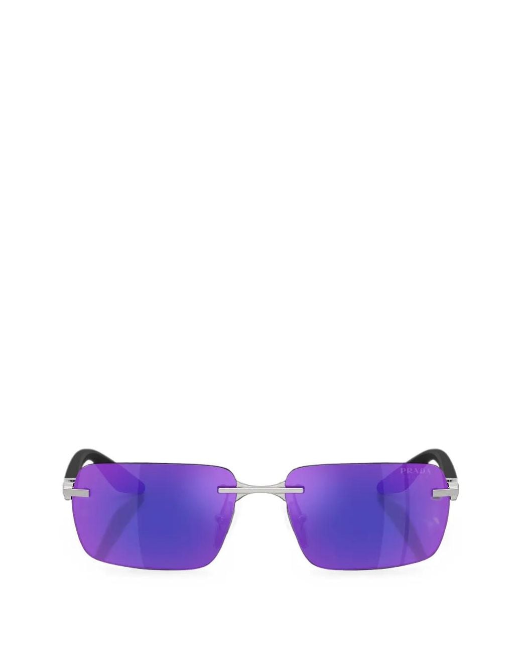 Prada Purple Rimless Rectangle-Frame Sunglasses for men