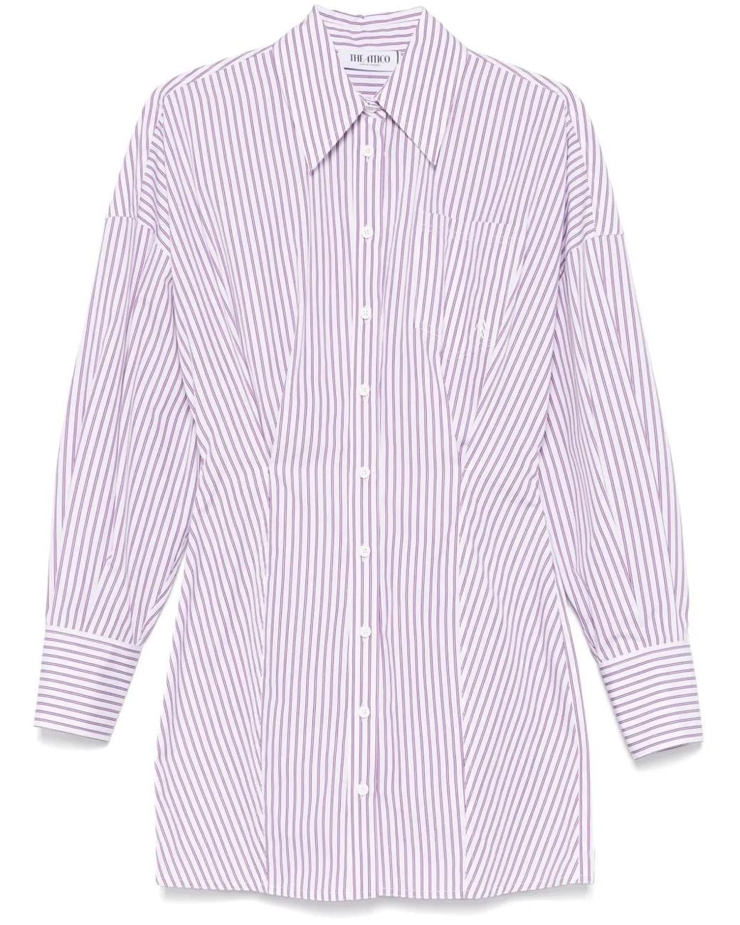 The Attico Purple Striped Shirt Dress