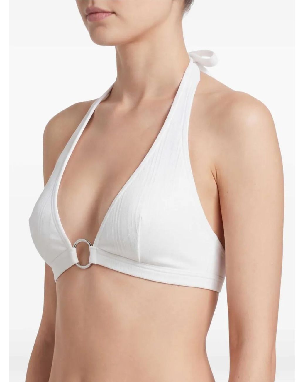 MICHAEL Michael Kors White Ring-Detailing Bikini Top