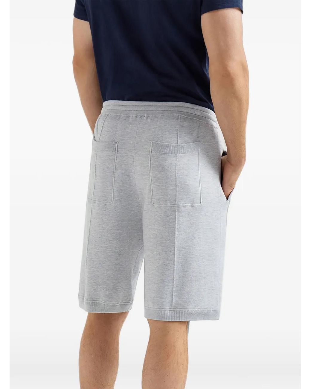 Brunello Cucinelli Gray Logo-embroidered Shorts for men
