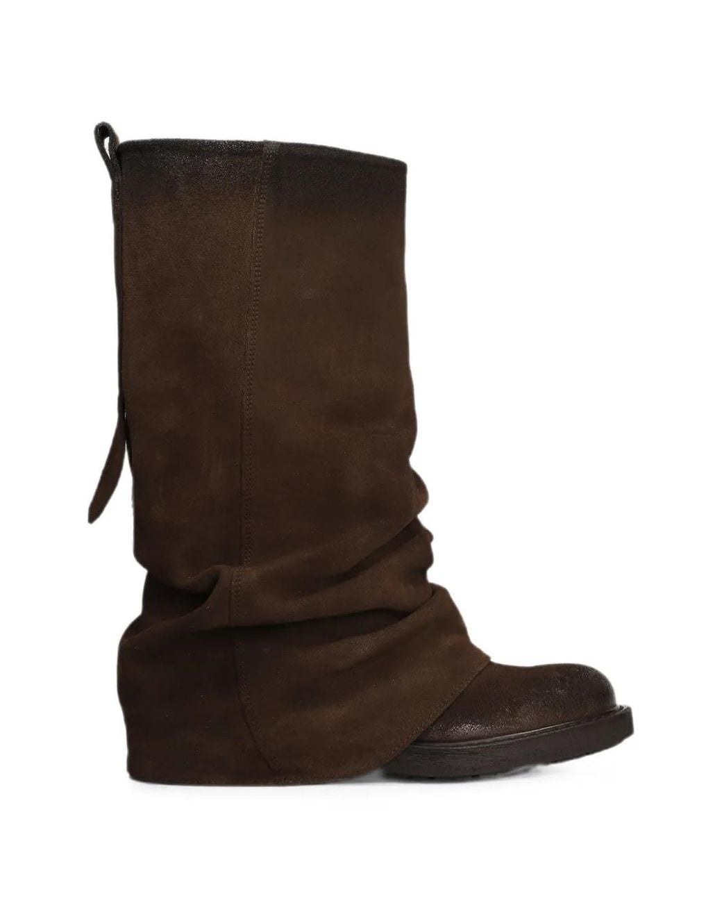 METISSE Brown Slouchy-Effect Distressed-Finish Boots