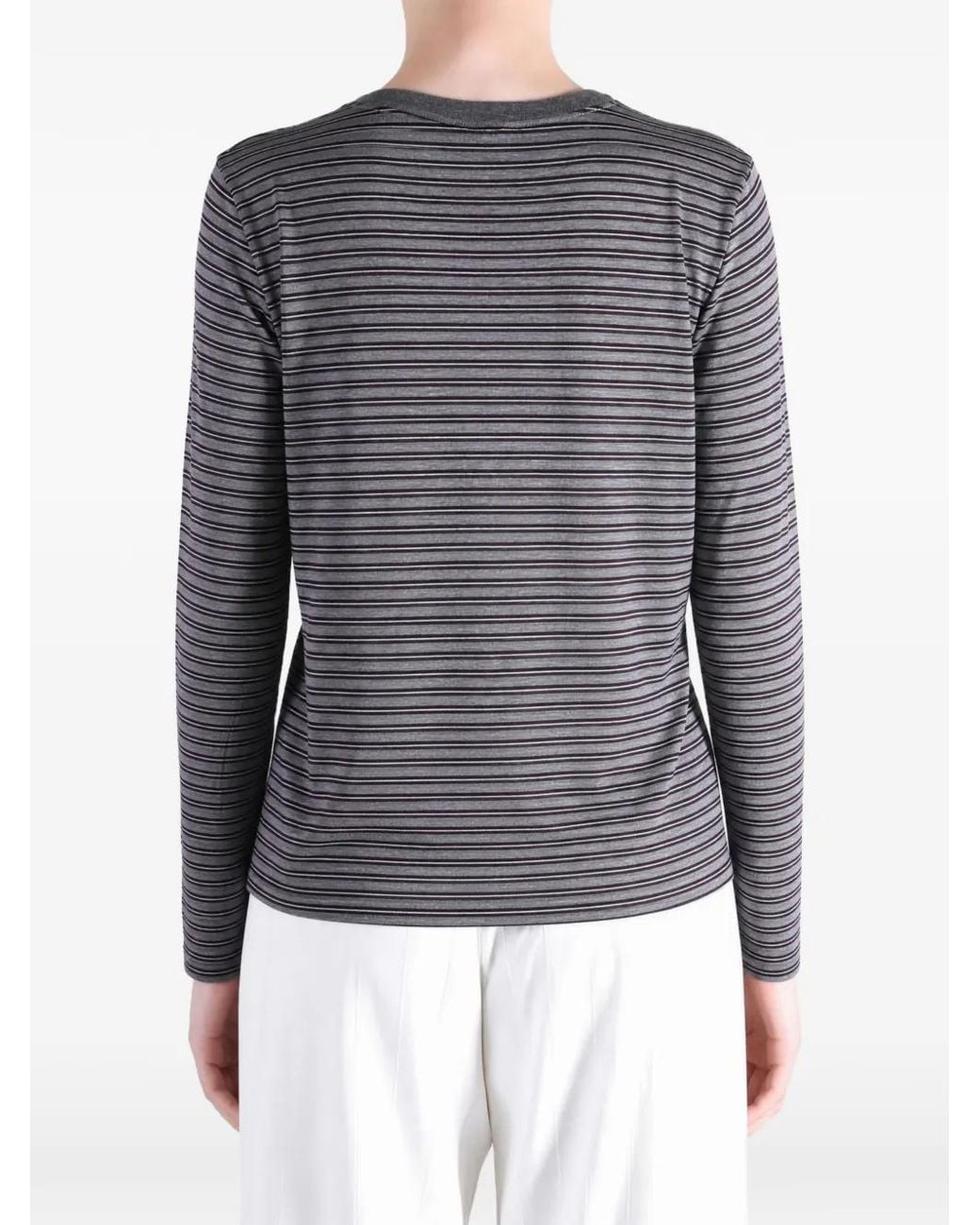 Auralee Gray T-Shirt En Laine À Rayures
