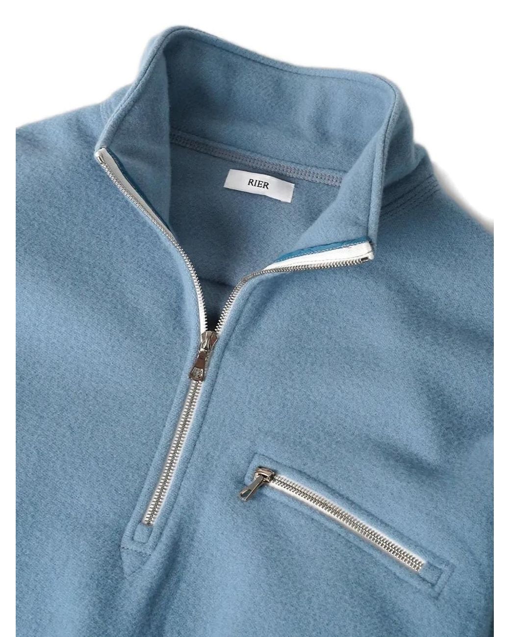 Rier Blue Zip-Up Polo Top for men