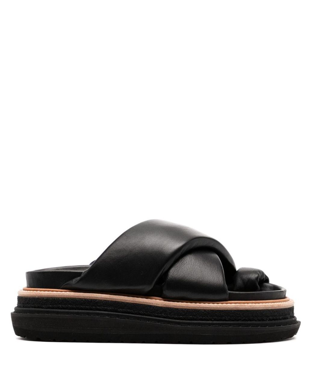 Sacai Leather Padded Multi-Sole Sandals in Black for Men | Lyst