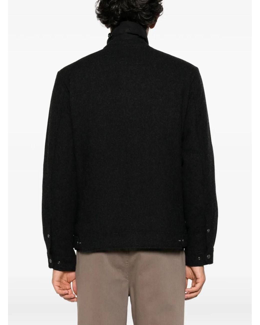 Woolrich Black Button-Up Wool Jacket for men