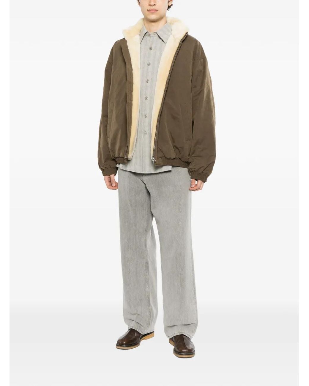 Ssstein Brown High-Neck Bomber Jacket