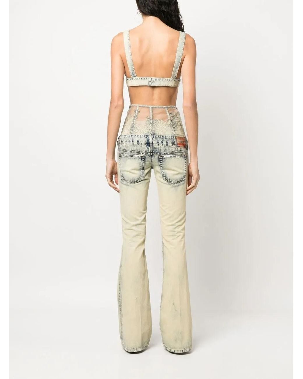 DIESEL Natural Lace-High-Waist Flared Jeans