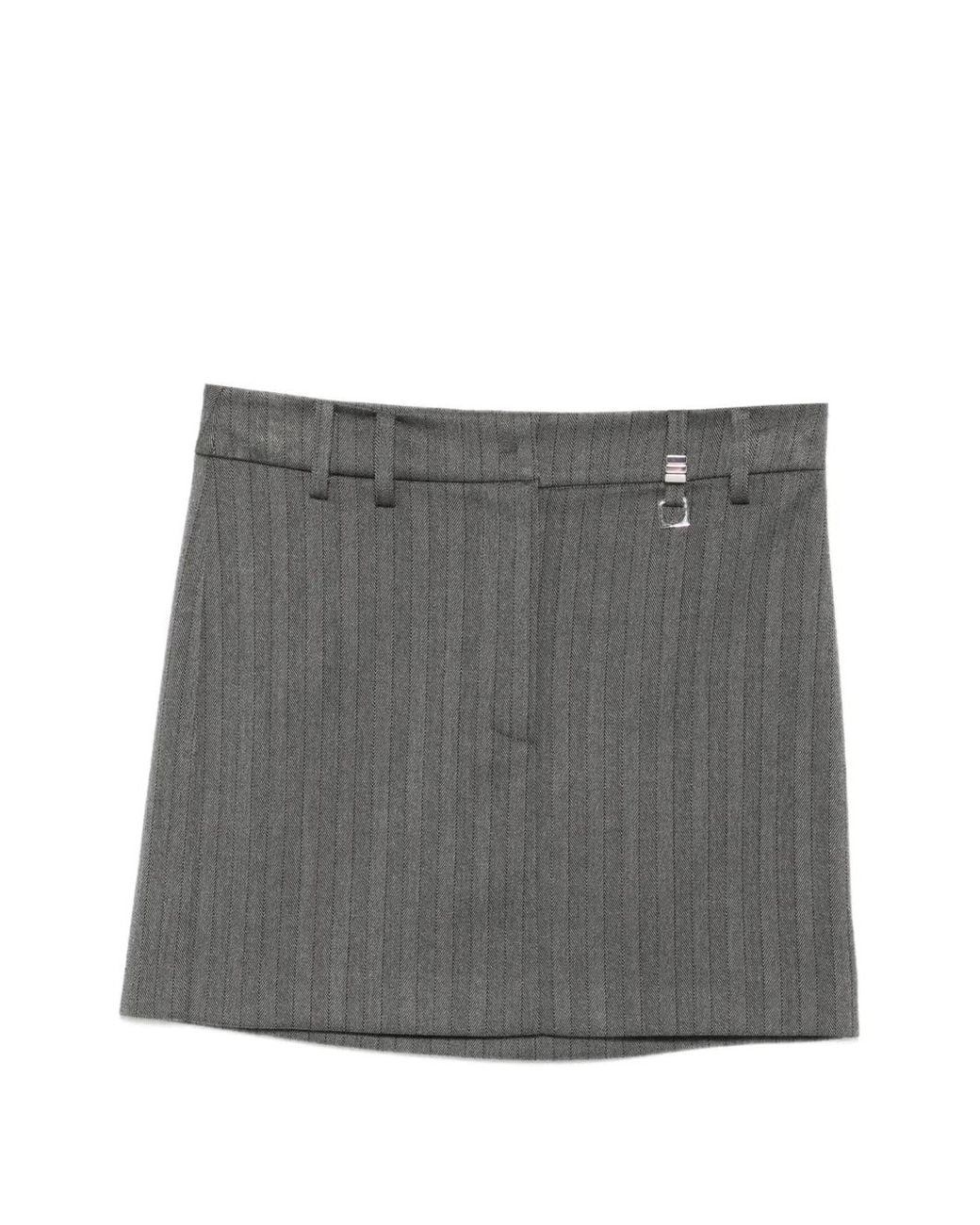 Patrizia Pepe Gray Pinstriped Mini Skirt