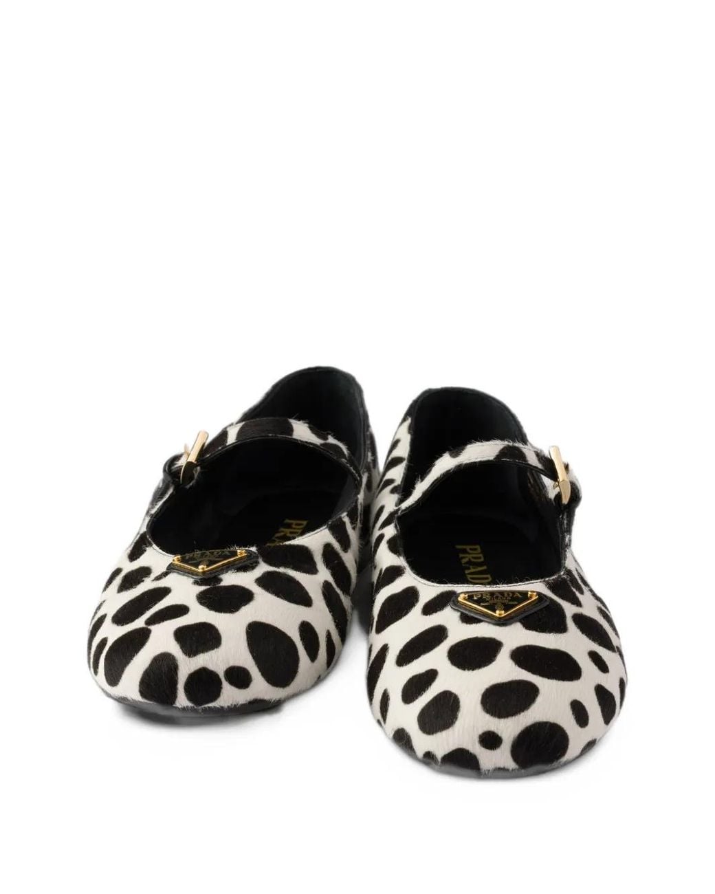 Prada White Printed Leather Ballerinas