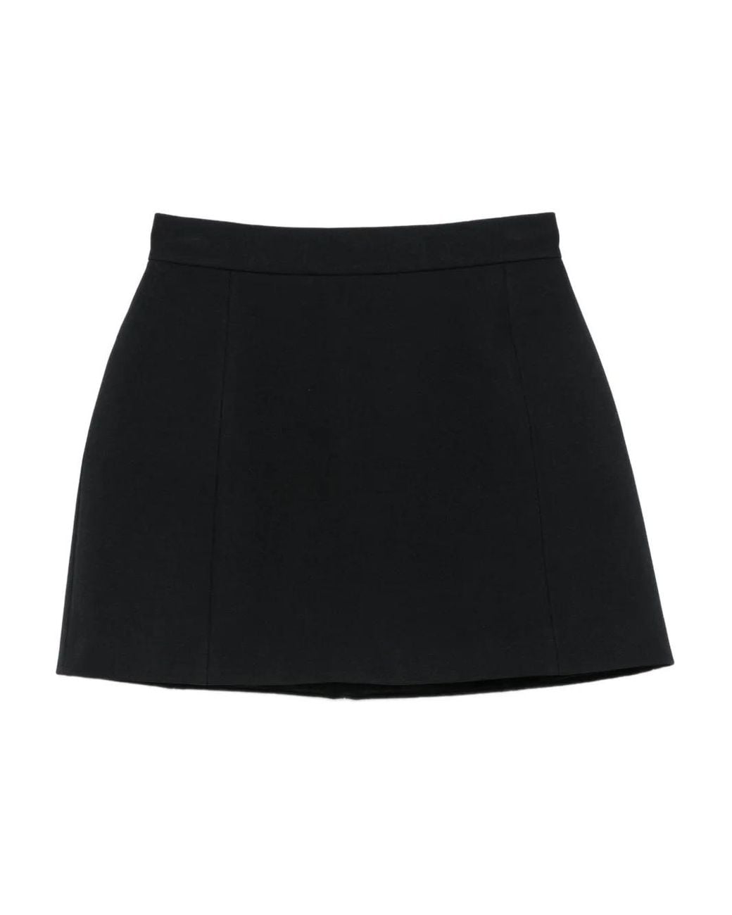 ANDAMANE Black Straight-Waistband Straight Mini Skirt