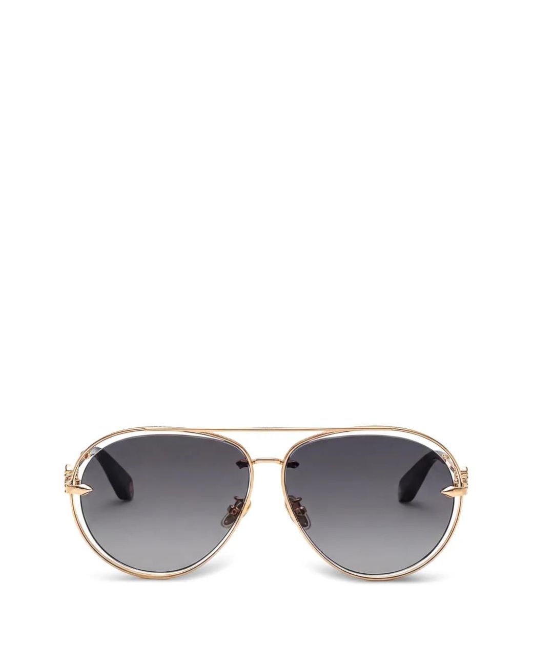 Roberto Cavalli Gray Monogram-Plaque Pilot-Frame Sunglasses