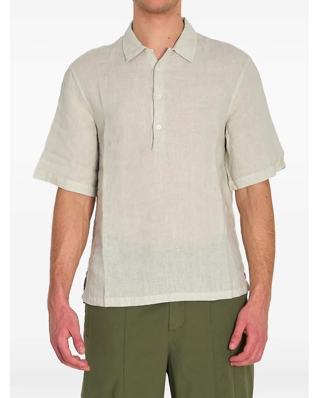 Barena Green Linen Polo Shirt for men