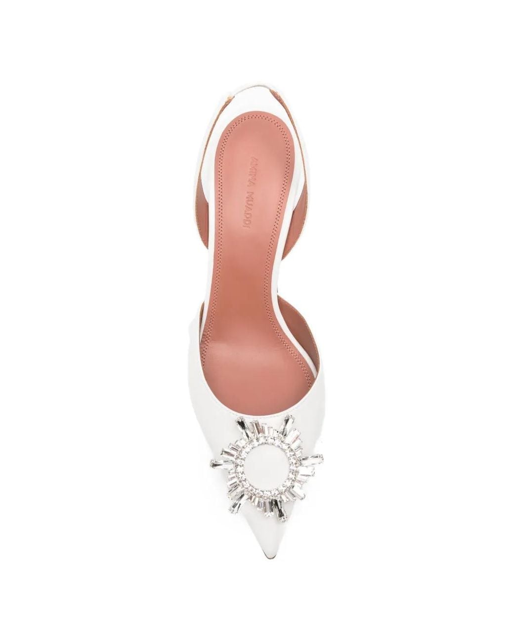 AMINA MUADDI White Begum Crystal-Embellished Slingback Pumps