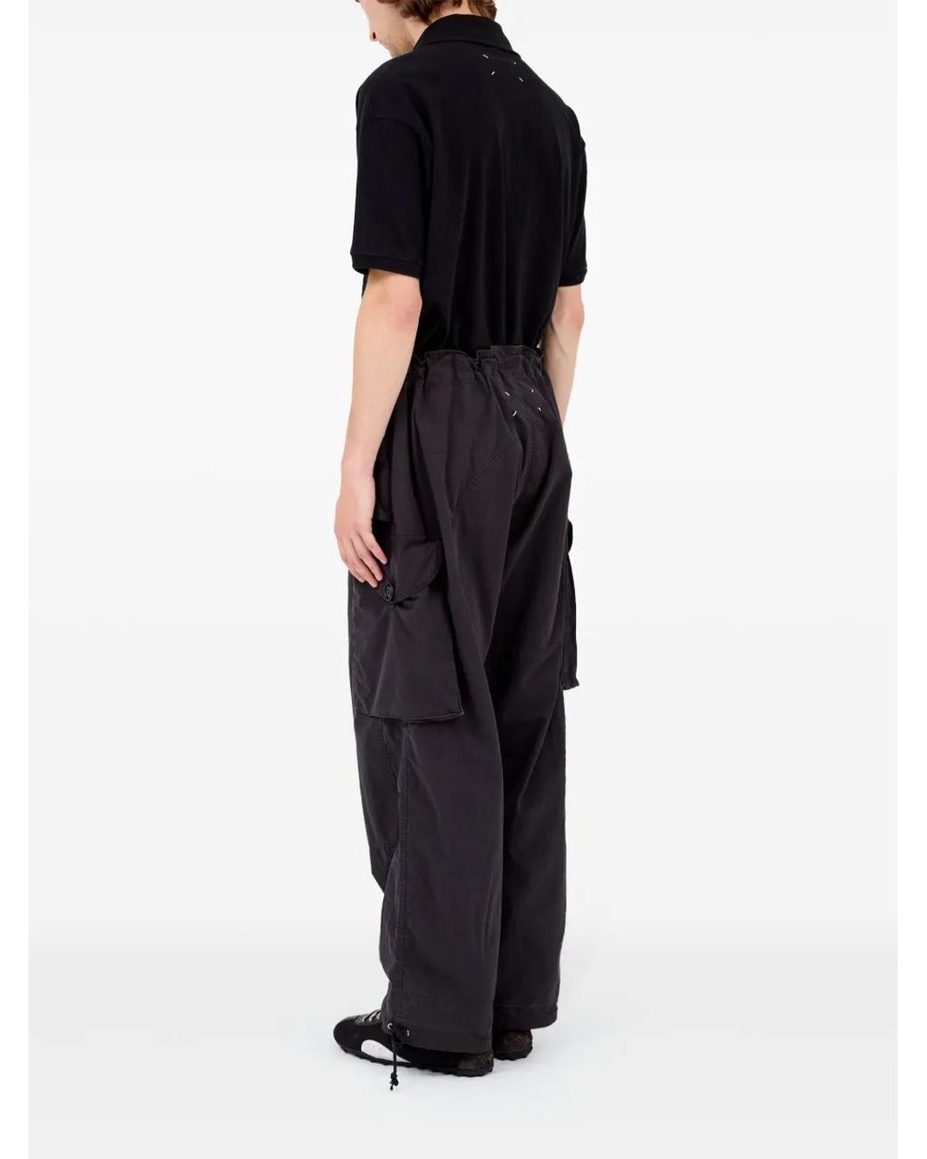 Maison Margiela Black Four-Stitch Logo Track Pants for men
