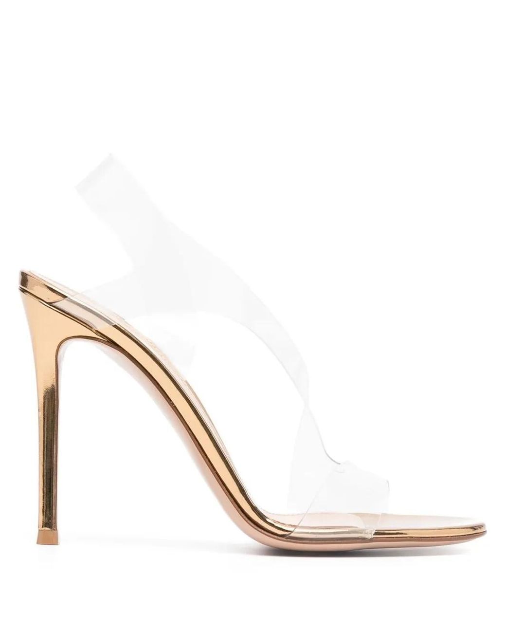 Gianvito Rossi White Metallic-Effect Heeled Sandals