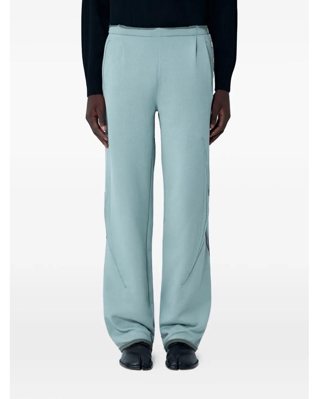 Kiko Kostadinov Blue Vig K Dart Panel Fraying Trousers for men
