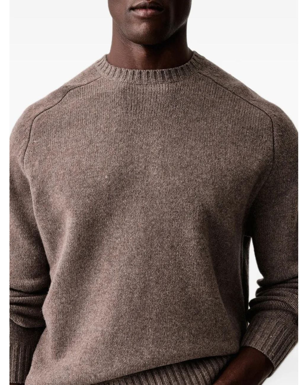 Mc2 Saint Barth Brown Raglan-Sleeve Ribbed-Trim Sweater for men