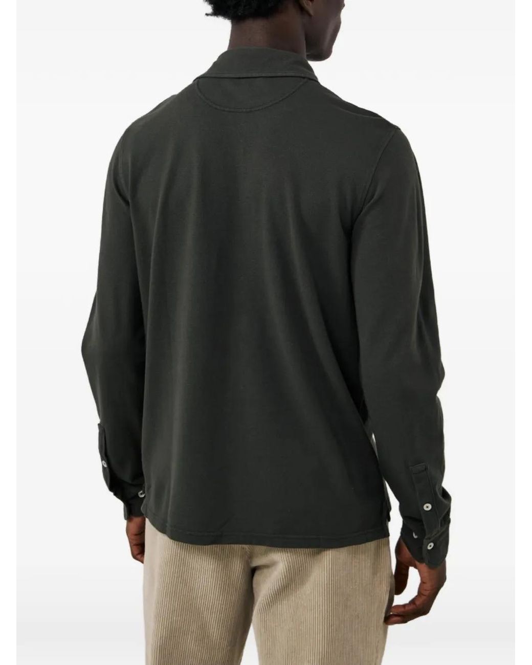 Hartford Green Chest-Pocket Long-Sleeve Polo Shirt for men