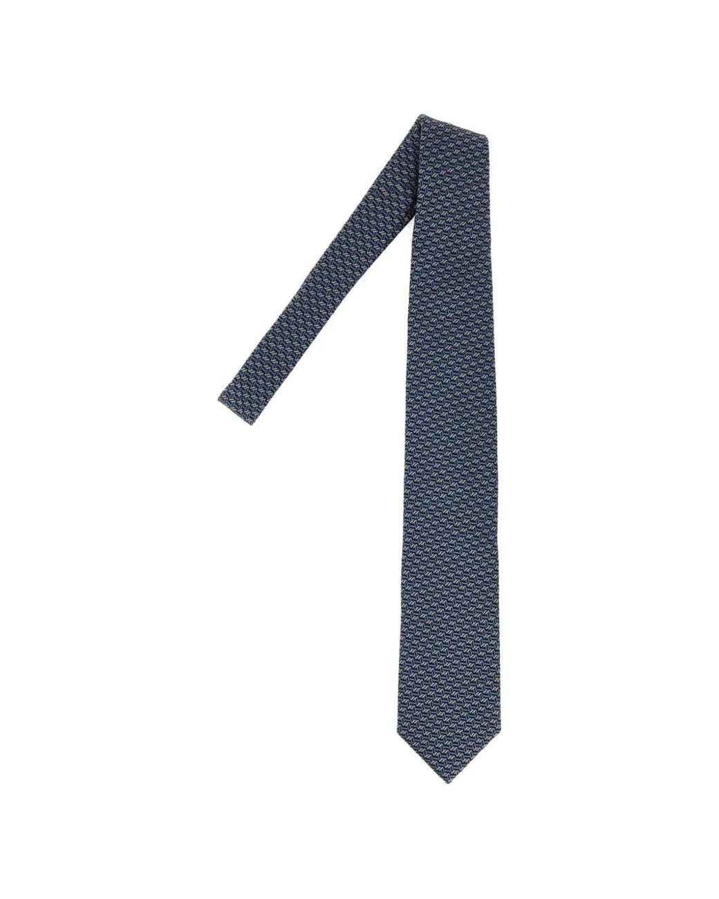 Brioni Blue Patterned Silk Tie for men
