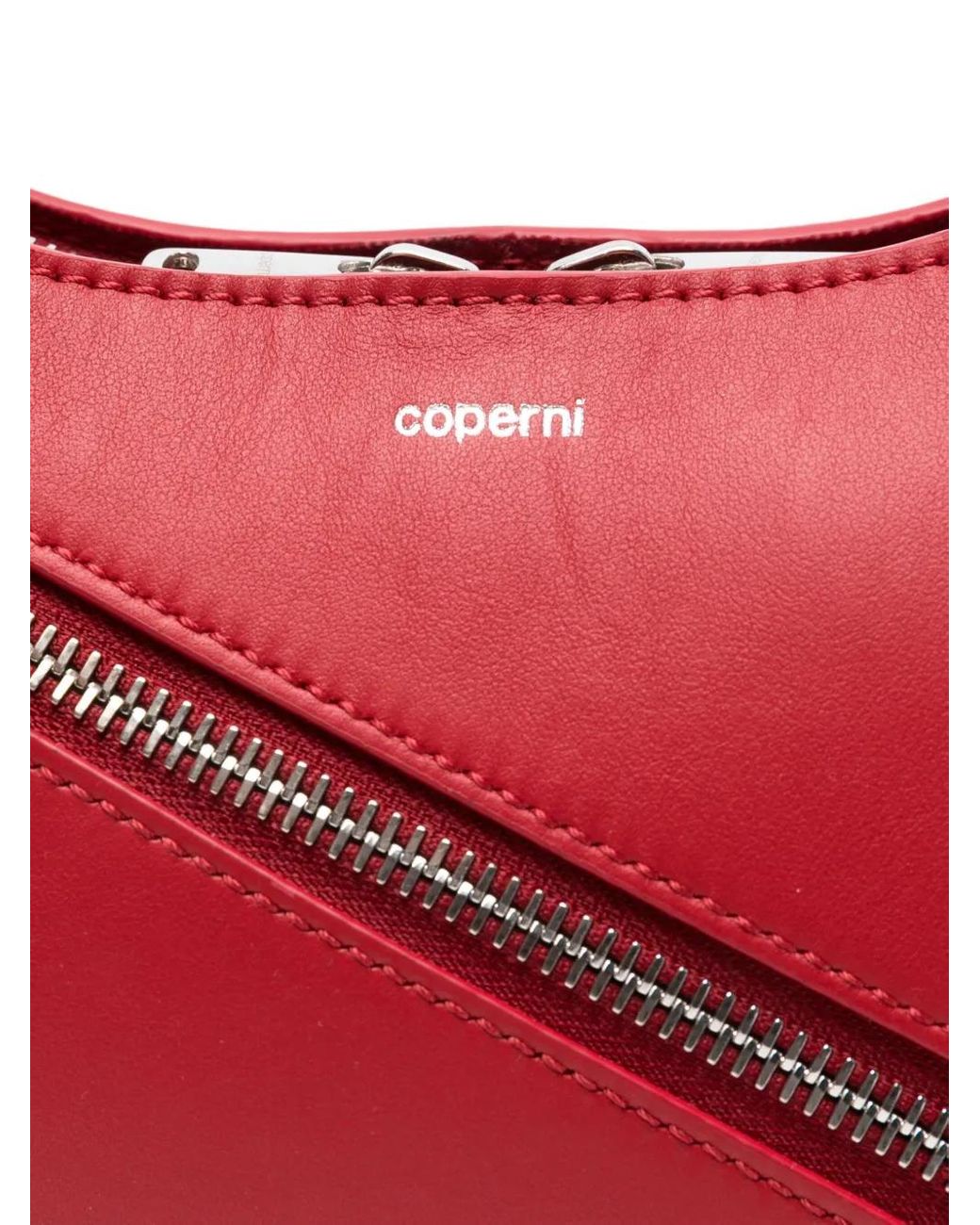Coperni Red Diagonal-Zip Leather Shoulder Bag
