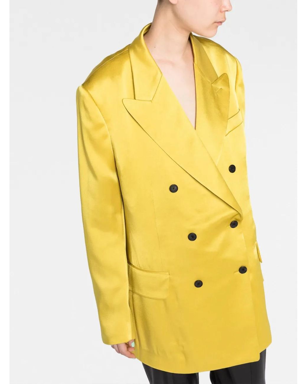 Tom Ford Yellow Double-Breasted Satin Blazer