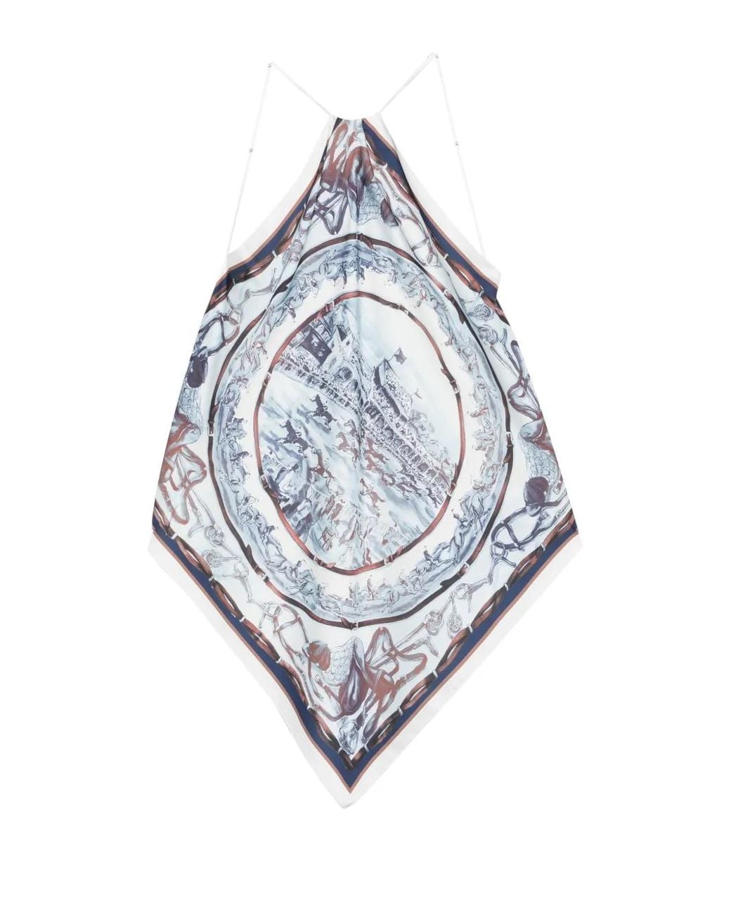 D.exterior White Graphic-Print Halterneck Scarf