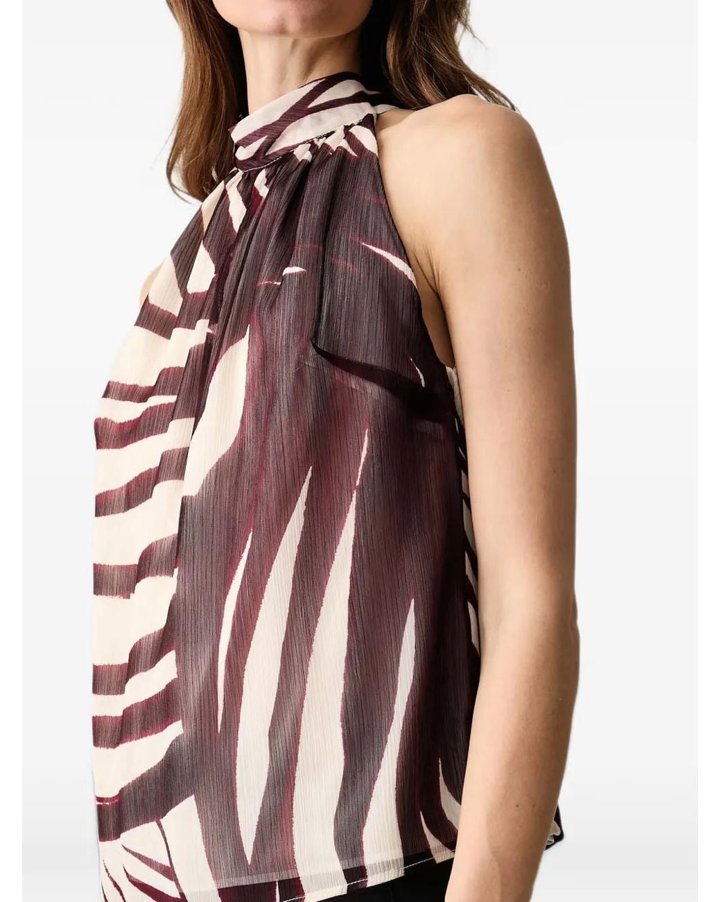 Morgan Red Zebra-Print Halterneck Blouse