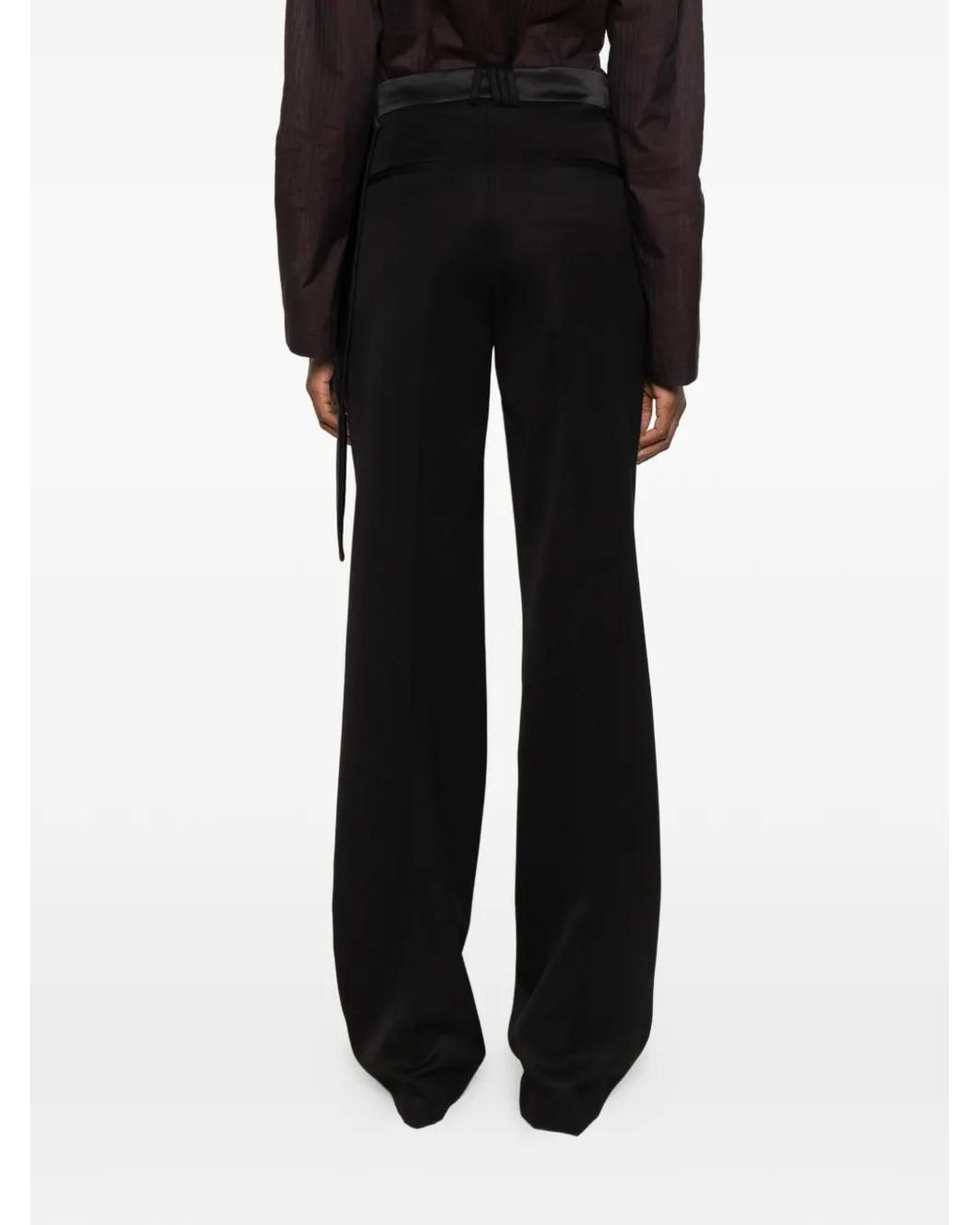 The Attico Black Pantalon À Détail Portefeuille En Laine À Empiècements