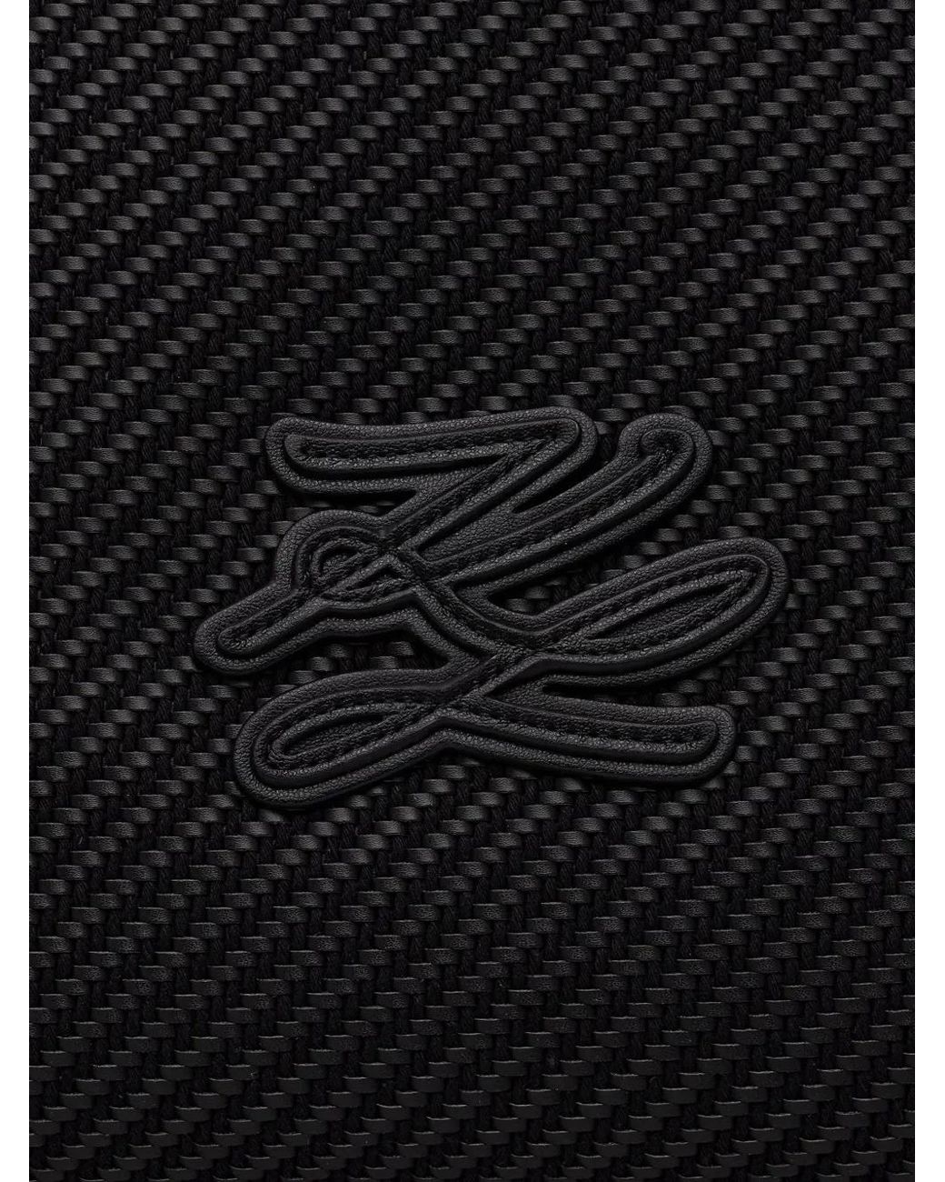 Karl Lagerfeld Black Woven Logo-Patch Tote Bag