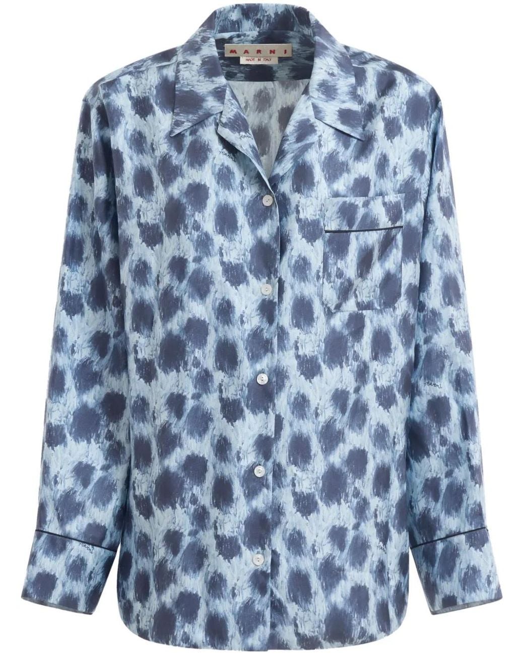 Marni Blue Stylish Printed Silk Shirt