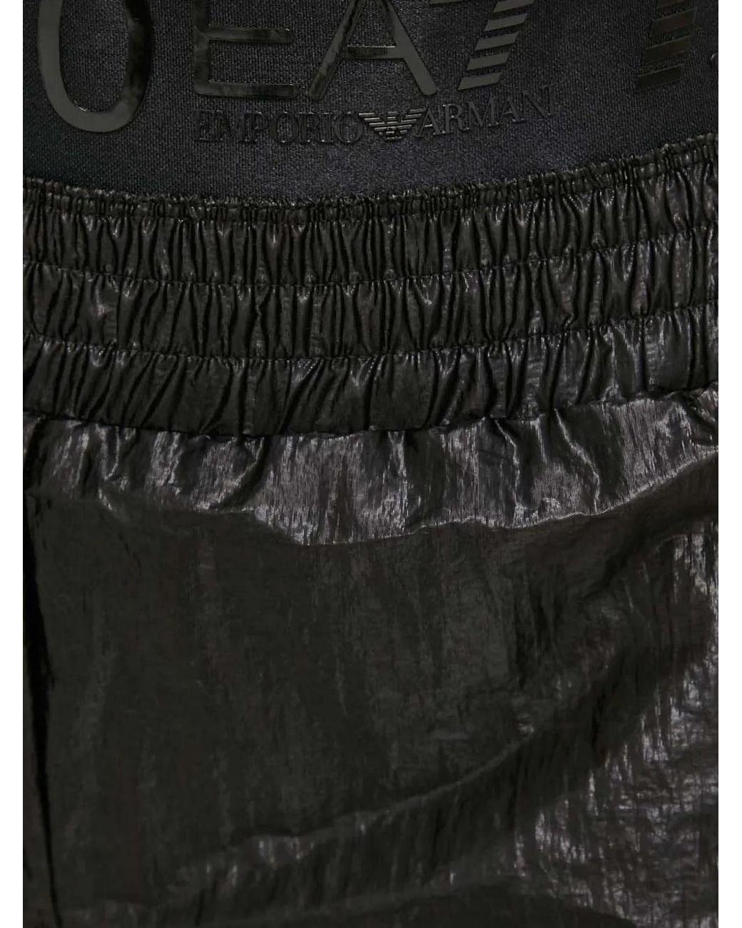 EA7 Black Logo-Waistband Shorts
