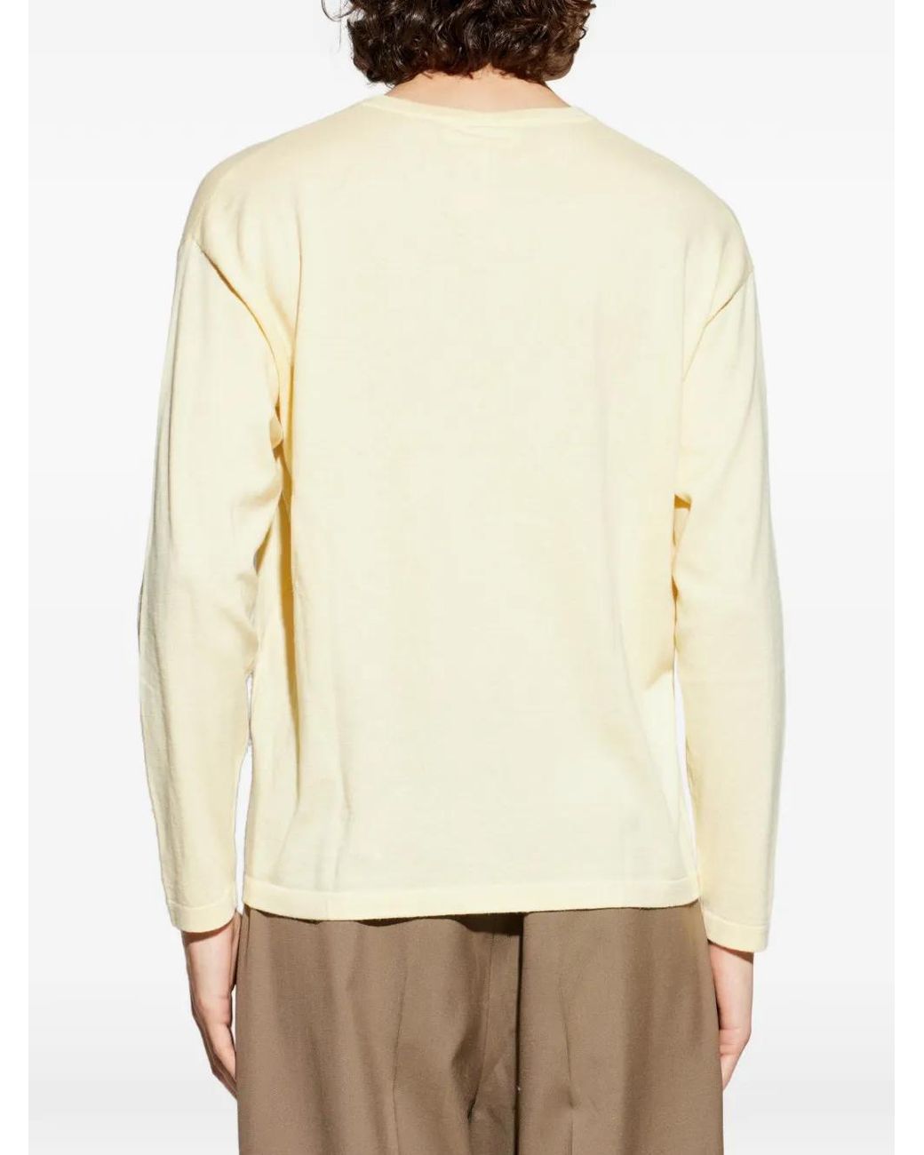 Lisa Yang Natural Long-Sleeve Crew-Neck Sweater for men