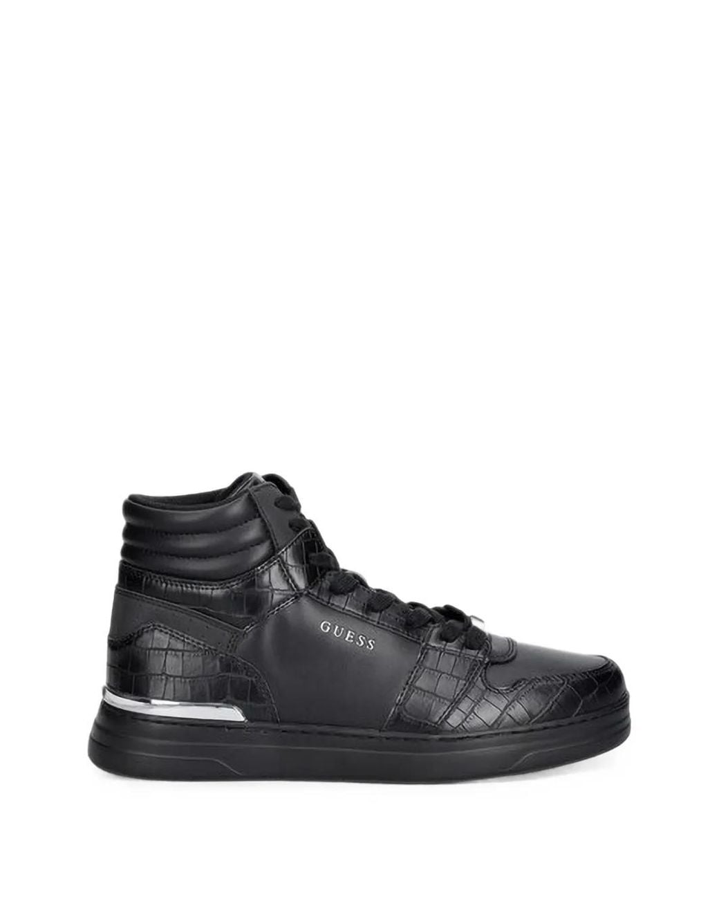 Guess Black Wystor Croc-Effect High-Top Sneakers for men