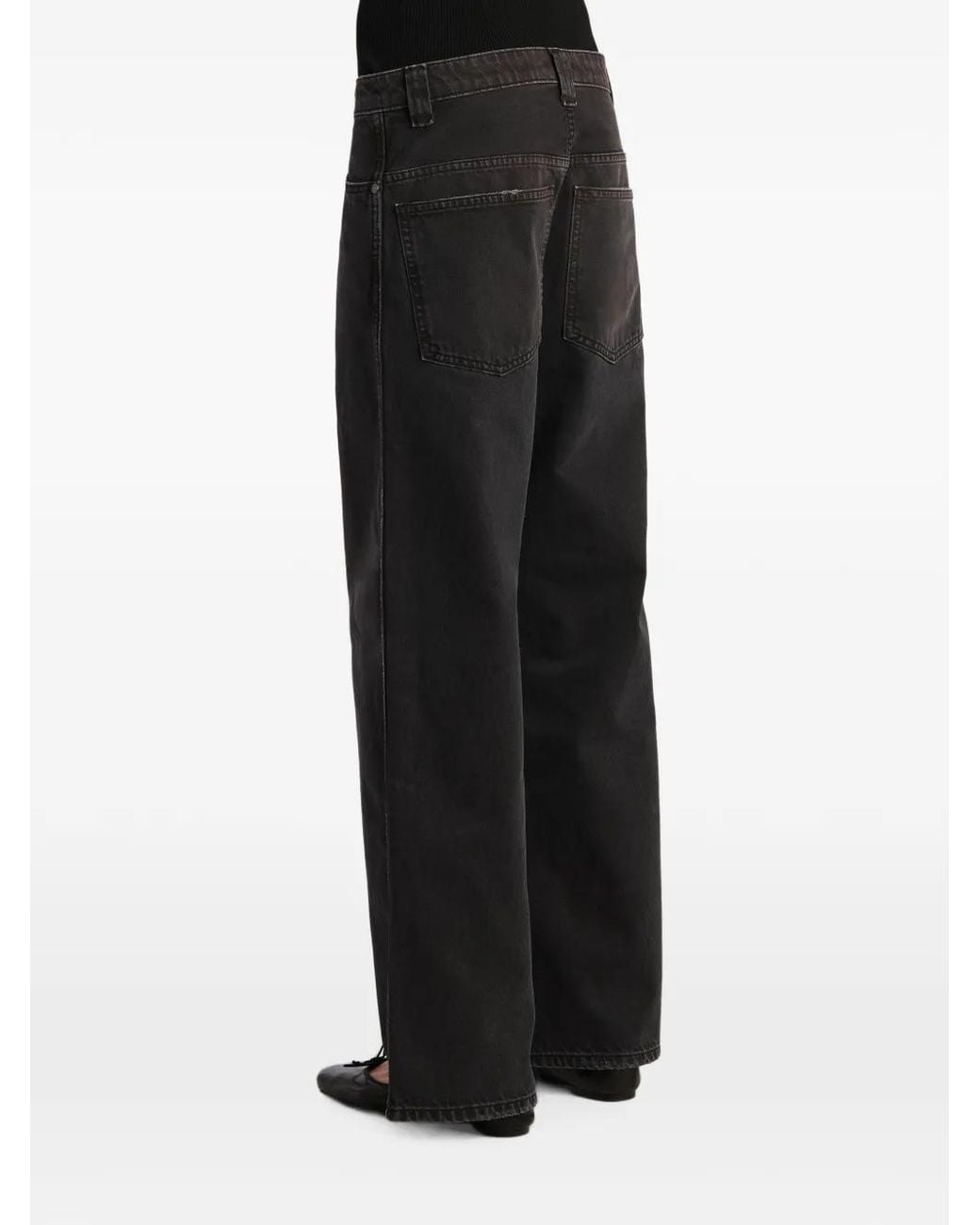Khaite Gray Wide-Leg Jeans