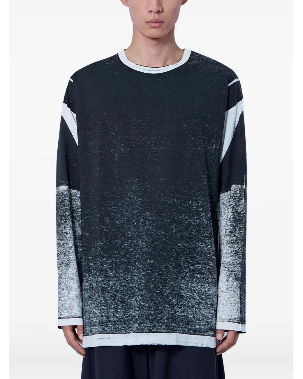 Yohji Yamamoto Blue Distressed Long-Sleeve T-Shirt for men