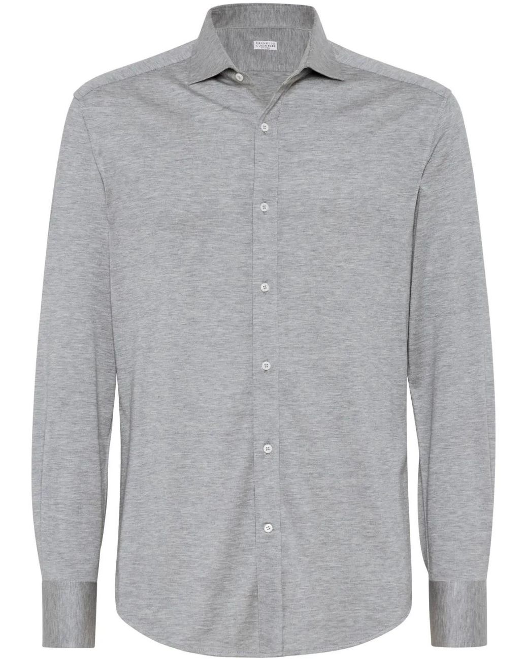 Brunello Cucinelli Gray Silk And Cotton Lightweight Jersey Shirt for men