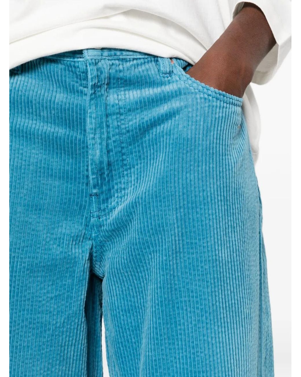 6397 Blue Corduroy Roomy Palazzo Pants