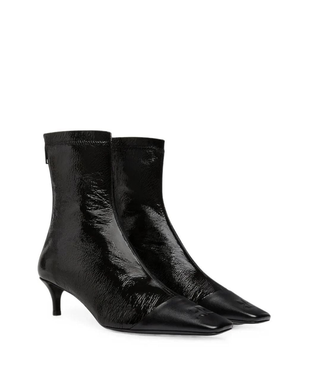 Courreges Black Logo Toe-Cap Ankle Boots