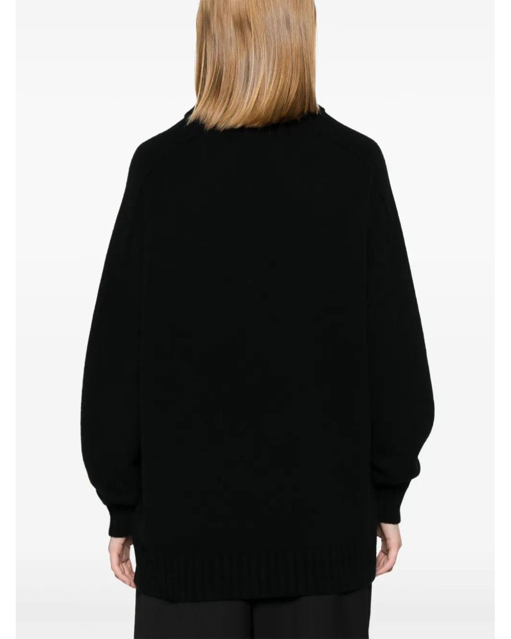 Bompard Black Hammer-Sleeve Round-Neck Sweater