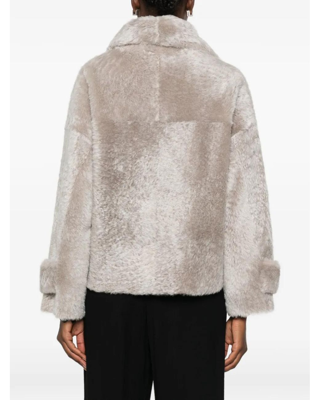 Manzoni 24 Gray Shearling Button-Up Coat