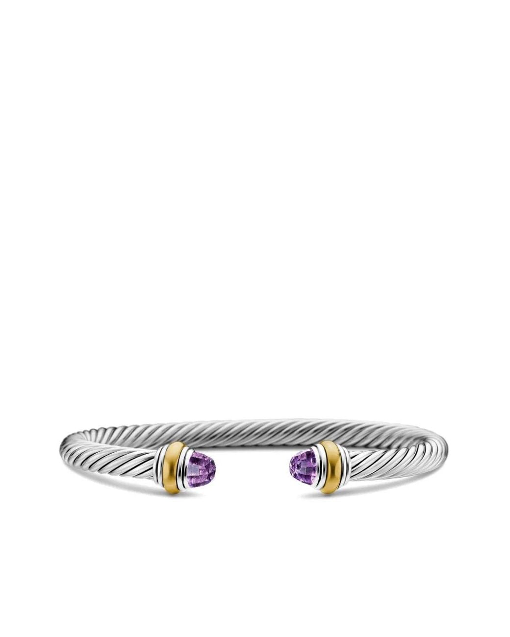 David Yurman White 14Kt And Sterling Classic Cable Bracelet