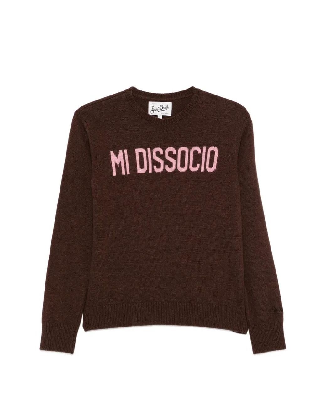 Mc2 Saint Barth Brown New Queen Crewneck Sweater With Mi Dissocio Embroidery