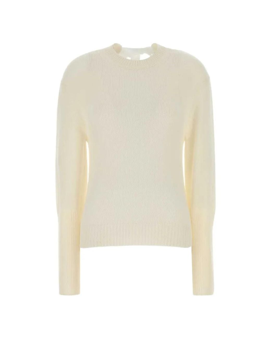 Lanvin White Gros-Grain Knot Detail Cashmere Sweater