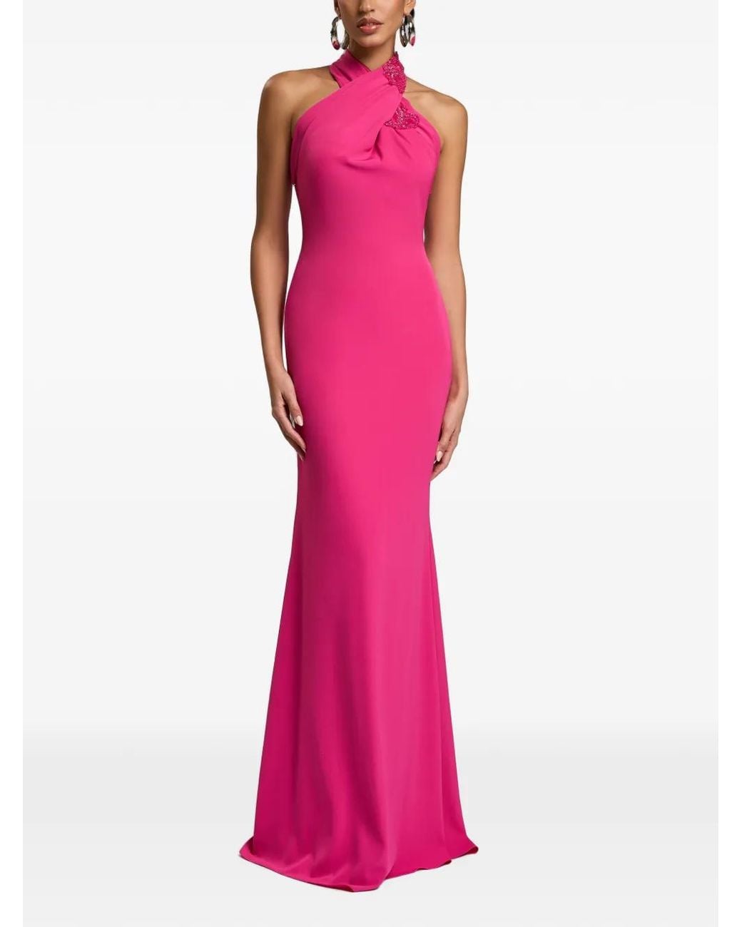 Cristallini Pink Salvadora Crystal-Embellished Maxi Dress