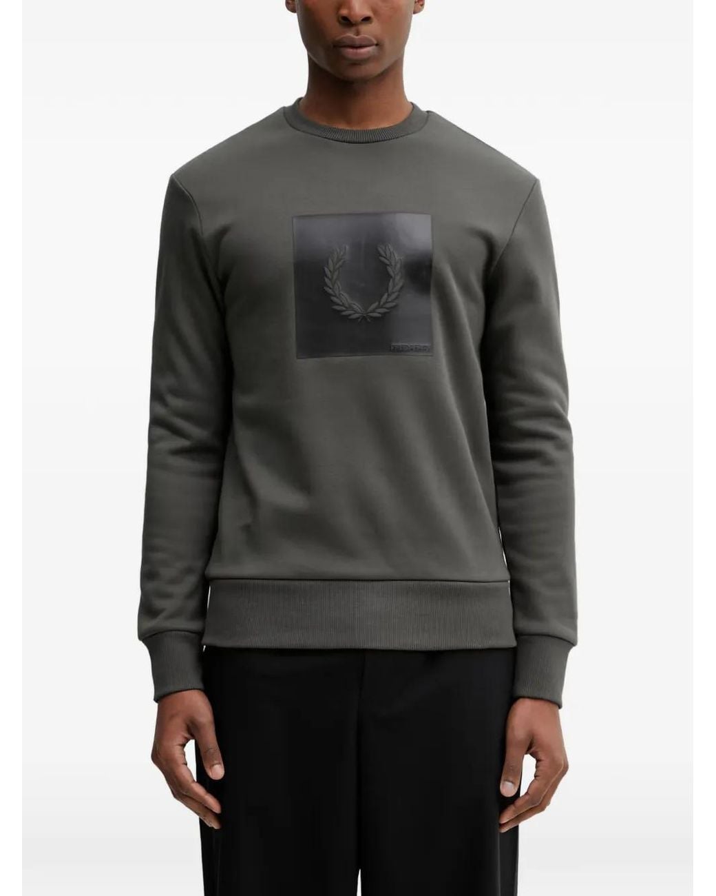 Fred Perry Gray Square-Appliqué Sweatshirt for men