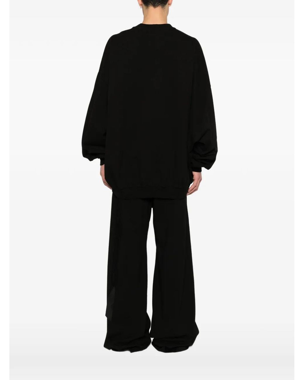 Rick Owens Black Sweat-Shirt Hun À Détail Noué for men
