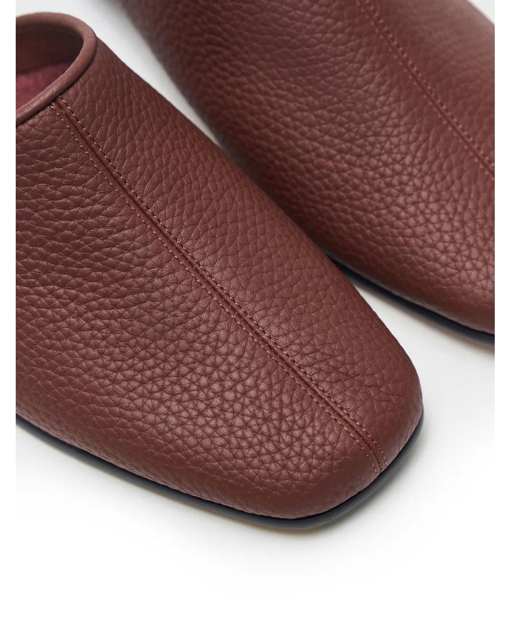 12 STOREEZ Brown Square-Toe Leather Mules